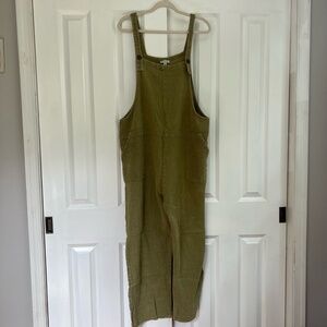 Earthbound Light Olive Green 100% Cotton Gauze Comfy Jumpsuit Overalls Size XXL